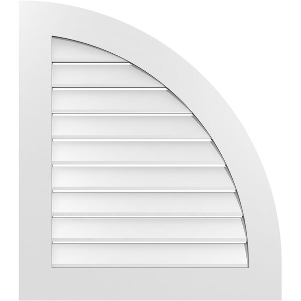 Ekena Millwork Quarter Round Top Right Surface Mount PVC Gable Vent w/ 3-1/2"W x 1"P Standard Frame, 28"W x 32"H GVPQR28X3201SF - main